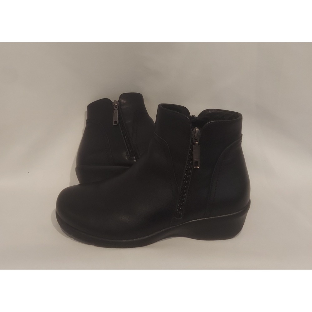 Propet Womens Black Waverly 100% Genuine Leather Ankle Boots Booties Size 8.5W